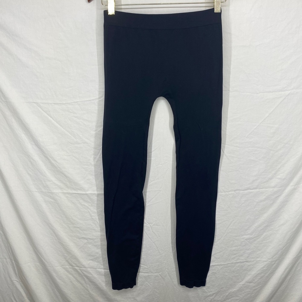 Womens Black Seamless High Rise Leggings Solid Stretch Full Length Activewear
